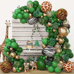 168pcs Jungle Balloon Wreath Set Green Balloon Arch Tropical Wild Theme