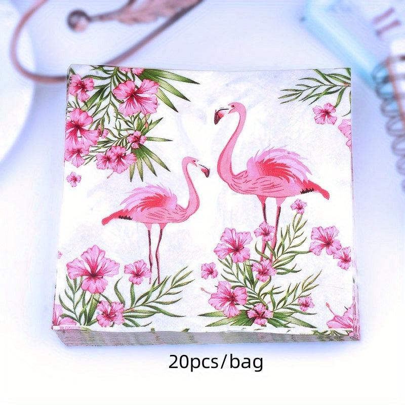 20pcs Pink Flamingo Napkin Tropical Colorful Paper Towel