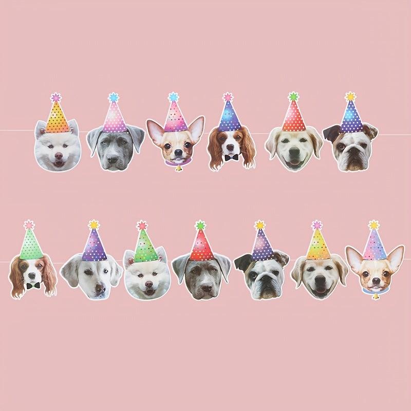 DIY Paper Cat Dog Party Pull Flag Home Decor