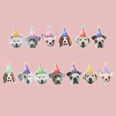 DIY Paper Cat Dog Party Pull Flag Home Decor