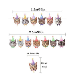 DIY Paper Cat Dog Party Pull Flag Home Decor