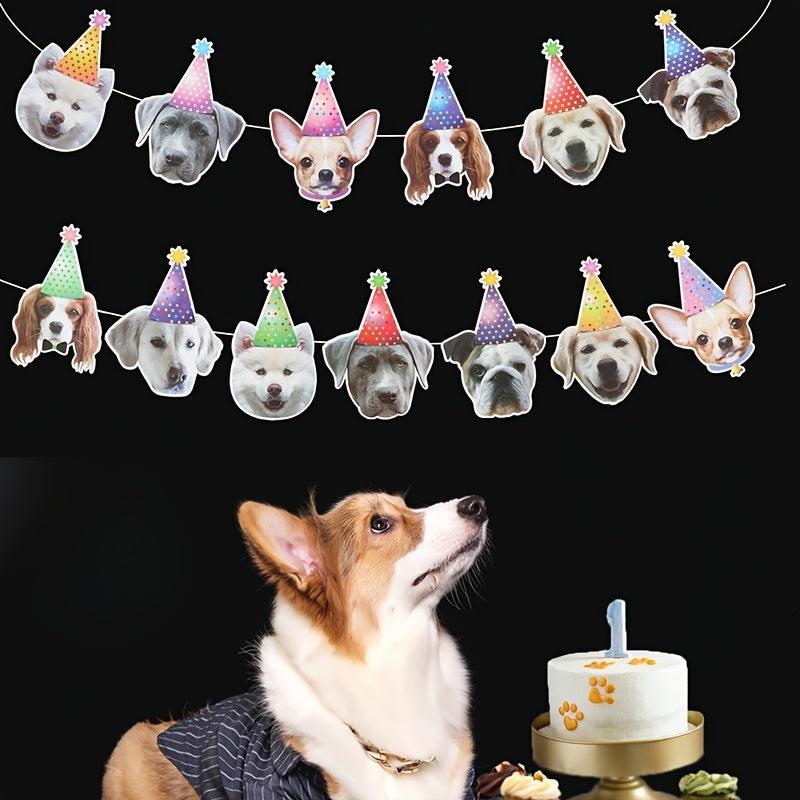 DIY Paper Cat Dog Party Pull Flag Home Decor