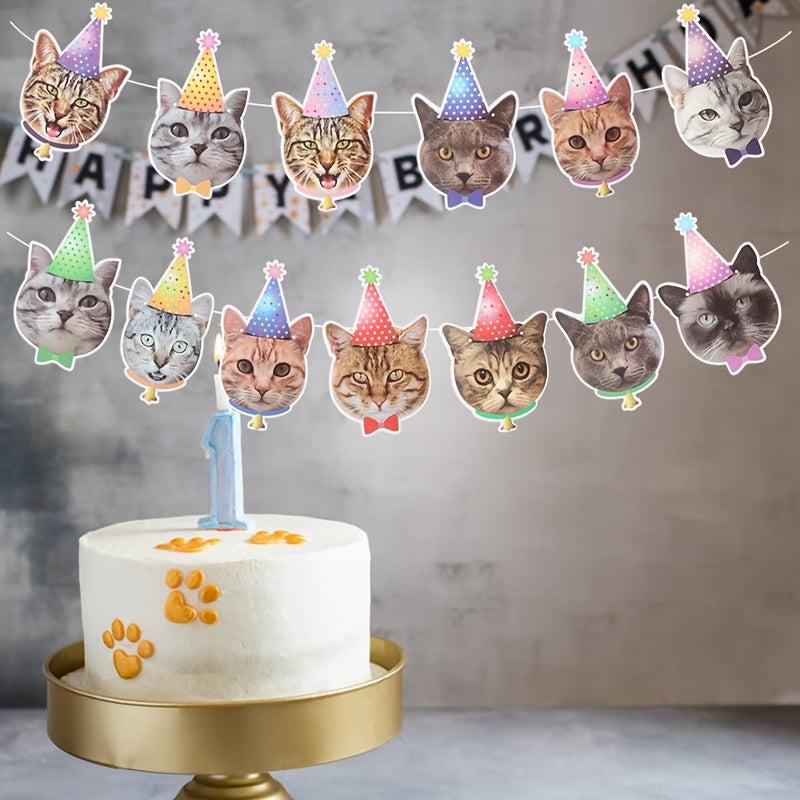 DIY Paper Cat Dog Party Pull Flag Home Decor