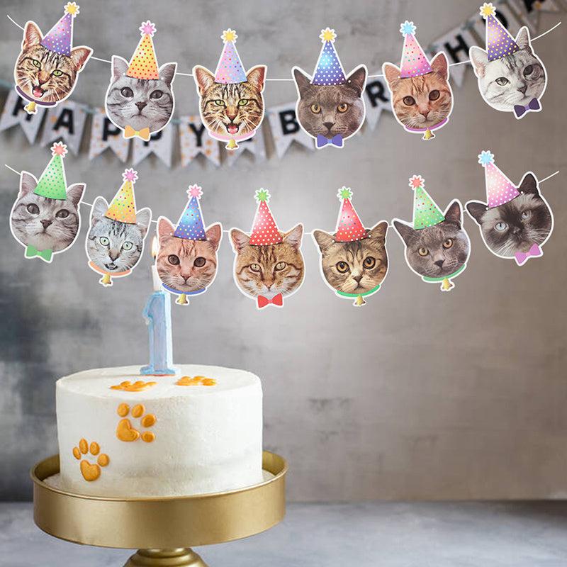 DIY Paper Cat Dog Party Pull Flag Home Decor