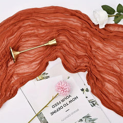 Rustic Terracotta Cheesecloth Table Runner 10FT for Weddings Bridal Showers