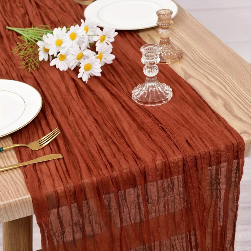 Rustic Terracotta Cheesecloth Table Runner 10FT for Weddings Bridal Showers