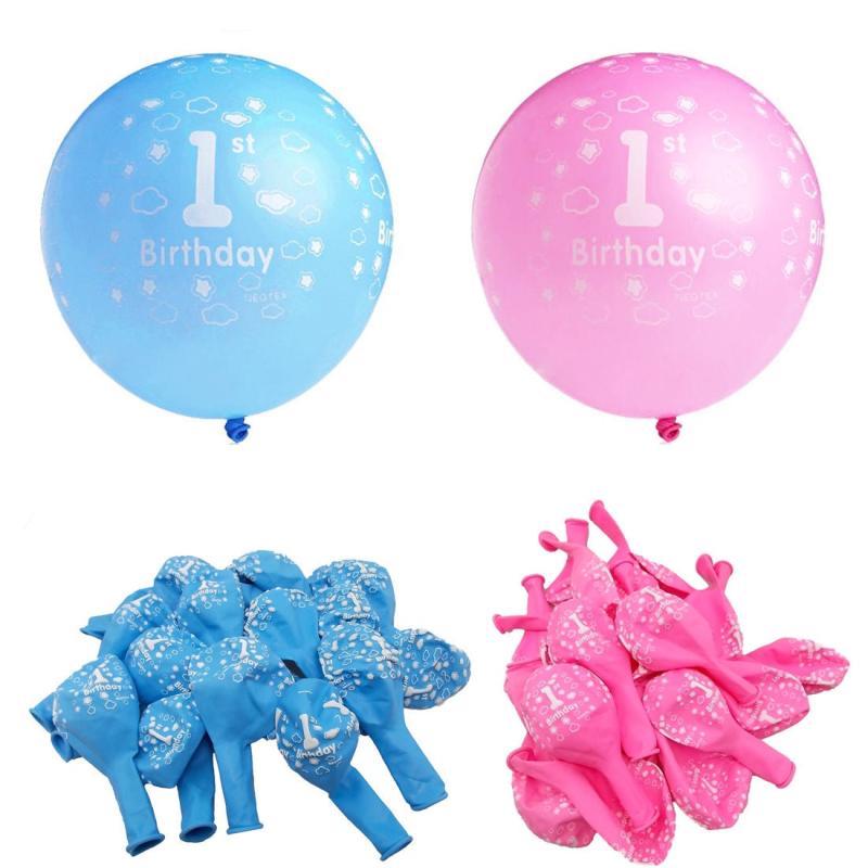 10pcs 1st Birthday Pink Printed Balloon Party Decor
