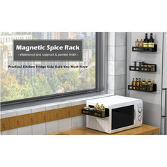 4pcs Magnetic Spice Rack Wall Mount Space Saver for Refrigerators Metal