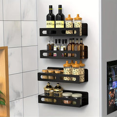 4pcs Magnetic Spice Rack Wall Mount Space Saver for Refrigerators Metal
