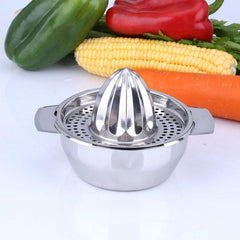 Stainless Steel Lemon Squeezer Juicer, Easy-to-Use with Bowl Container