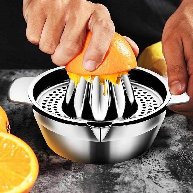 Stainless Steel Lemon Squeezer Juicer, Easy-to-Use with Bowl Container