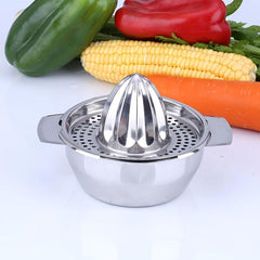 Stainless Steel Lemon Squeezer Juicer, Easy-to-Use with Bowl Container