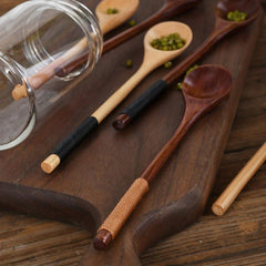 6pcs Long Handled Wooden Spoons for Cooking Baking Mixing and Seasoning