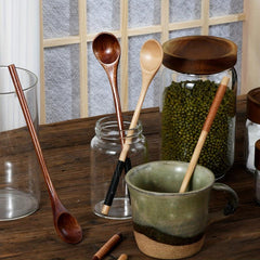 6pcs Long Handled Wooden Spoons for Cooking Baking Mixing and Seasoning