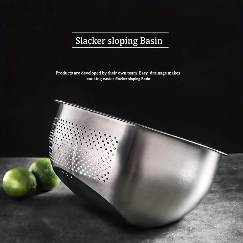 Stainless Steel Rice Washing Drain Basket, Household Rice Washing Colander