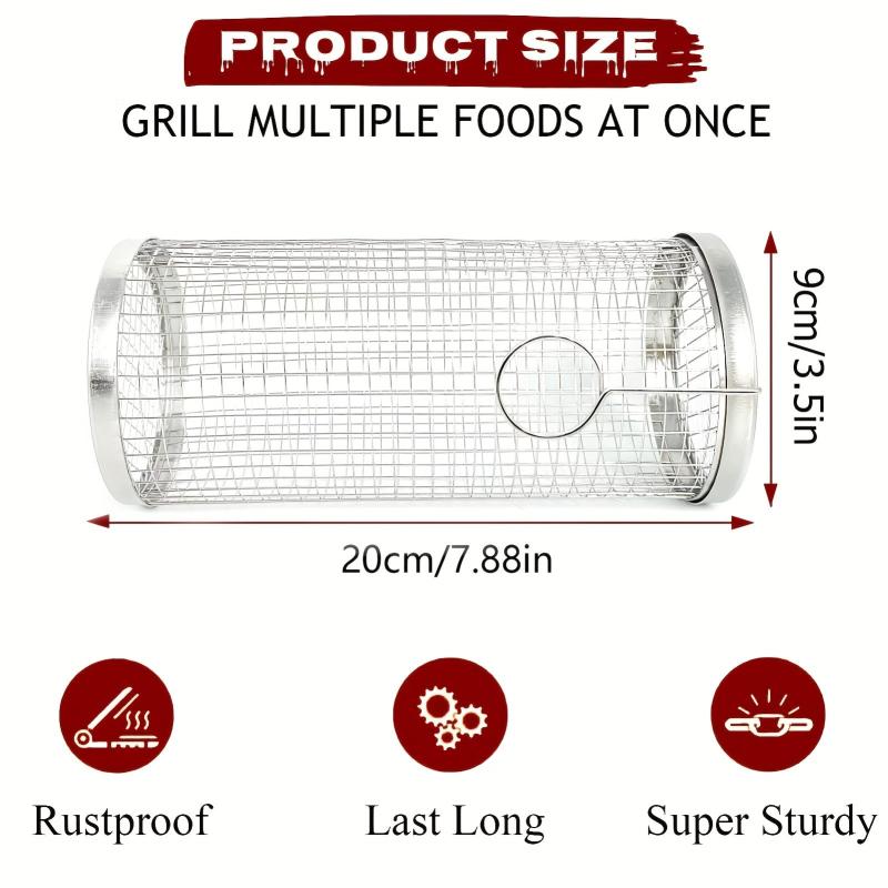 2pcs 304 Stainless BBQ Grill Basket Grilled Cage Cooking Tool