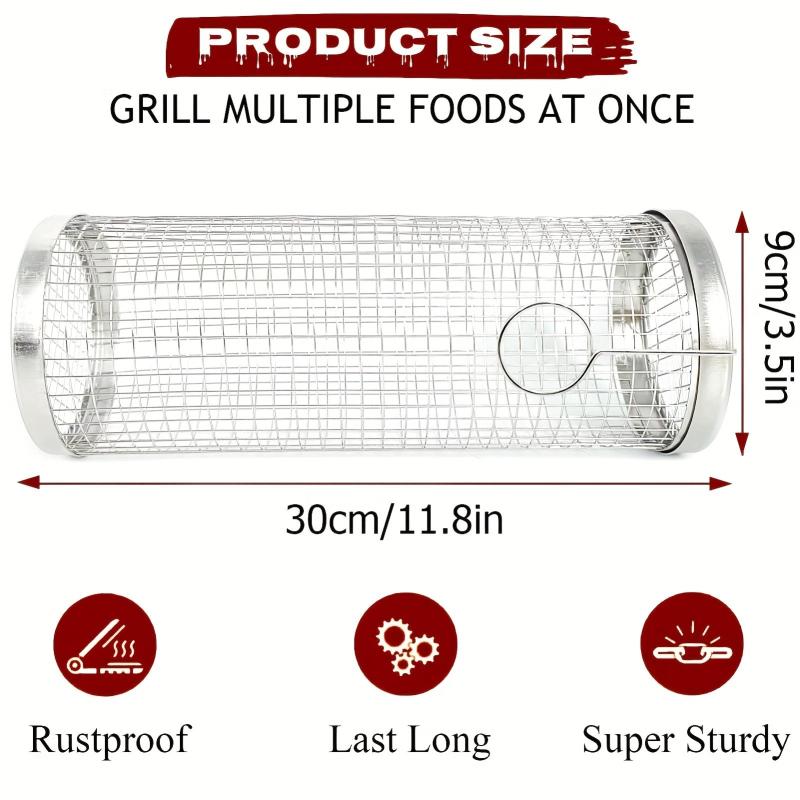 2pcs 304 Stainless BBQ Grill Basket Grilled Cage Cooking Tool
