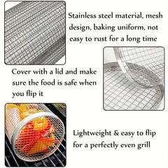 2pcs 304 Stainless BBQ Grill Basket Grilled Cage Cooking Tool