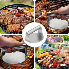 Stainless Steel Hamburger Press with Anti-Scald Handle