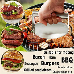 Stainless Steel Hamburger Press with Anti-Scald Handle