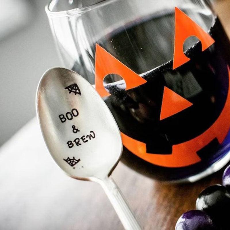 Halloween Stainless Steel Spoon Boo And Brew Coffee Dessert Cake