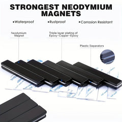 12pcs Neodymium Bar Magnets w/ Adhesive - 60x10x3 mm