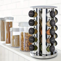 20 Spice Jar Revolving Countertop Spice Rack Organizer