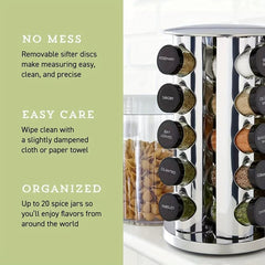 20 Spice Jar Revolving Countertop Spice Rack Organizer