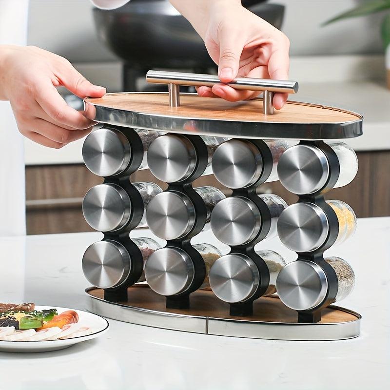 12pcs Spice Rack & Seasoning Organizer for Countertop/Cabinet
