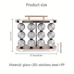 12pcs Spice Rack & Seasoning Organizer for Countertop/Cabinet