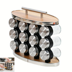 12pcs Spice Rack & Seasoning Organizer for Countertop/Cabinet