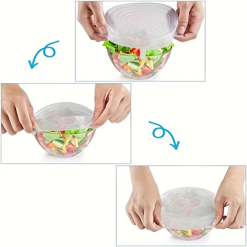 6pcs Silicone Lid Stretch Reusable Bowl Cover Food Storage Covers For Container