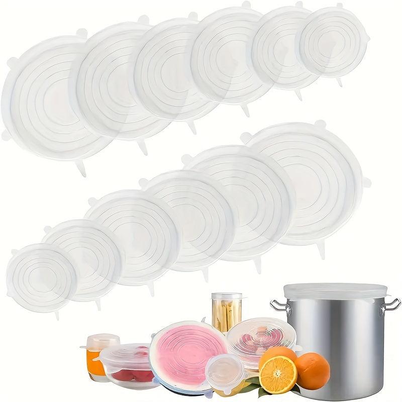 6pcs Silicone Lid Stretch Reusable Bowl Cover Food Storage Covers For Container