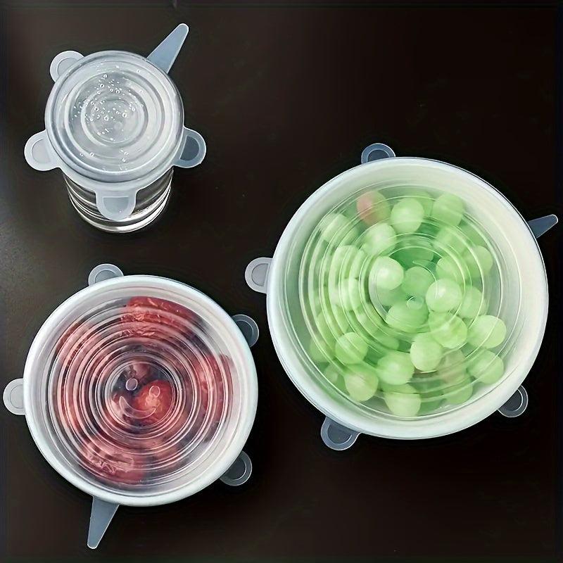 6pcs Silicone Lid Stretch Reusable Bowl Cover Food Storage Covers For Container