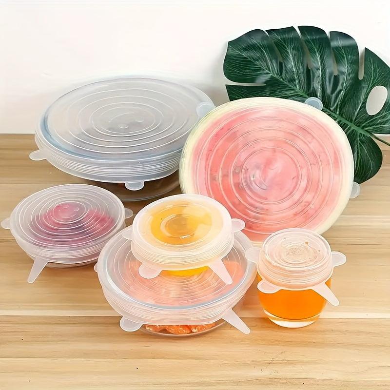 6pcs Silicone Lid Stretch Reusable Bowl Cover Food Storage Covers For Container