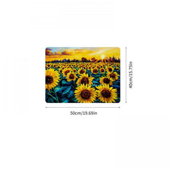 Sunflower Print Dish Drying Mat, Kitchen Sink Drain Pad