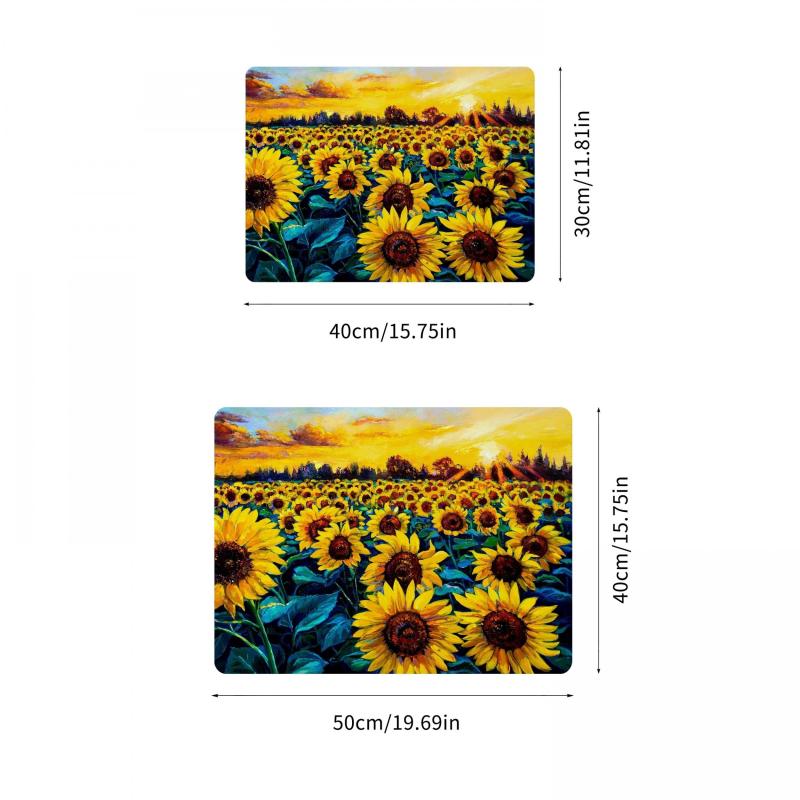 Sunflower Print Dish Drying Mat, Kitchen Sink Drain Pad