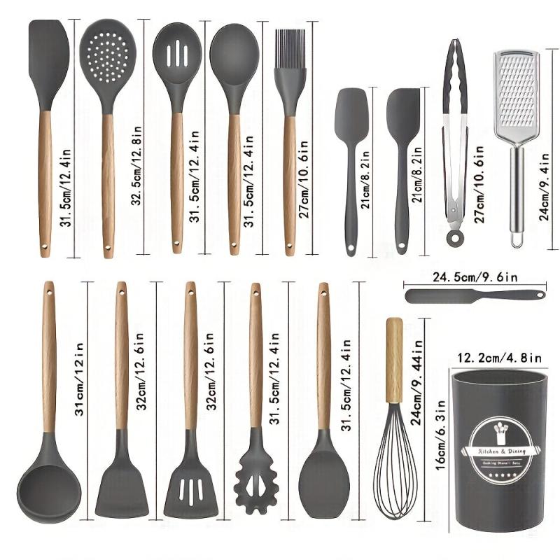 17pcs Silicone Kitchen Utensils Set Non-stick Heat Resistant Cooking Spatula