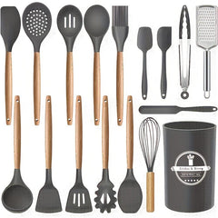 17pcs Silicone Kitchen Utensils Set Non-stick Heat Resistant Cooking Spatula