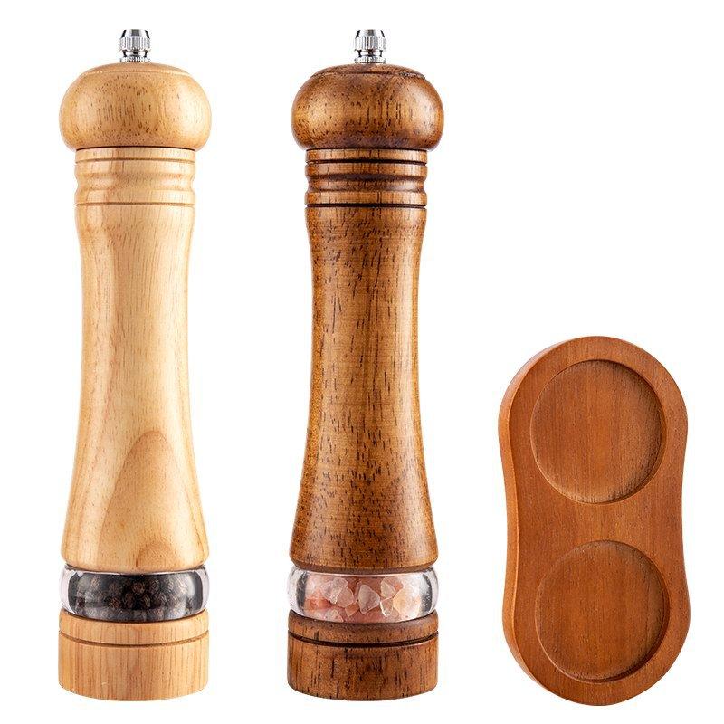 Wooden Spice Grinder Manual Sea Salt Mill Spice Crusher Reusable Spice Bottle