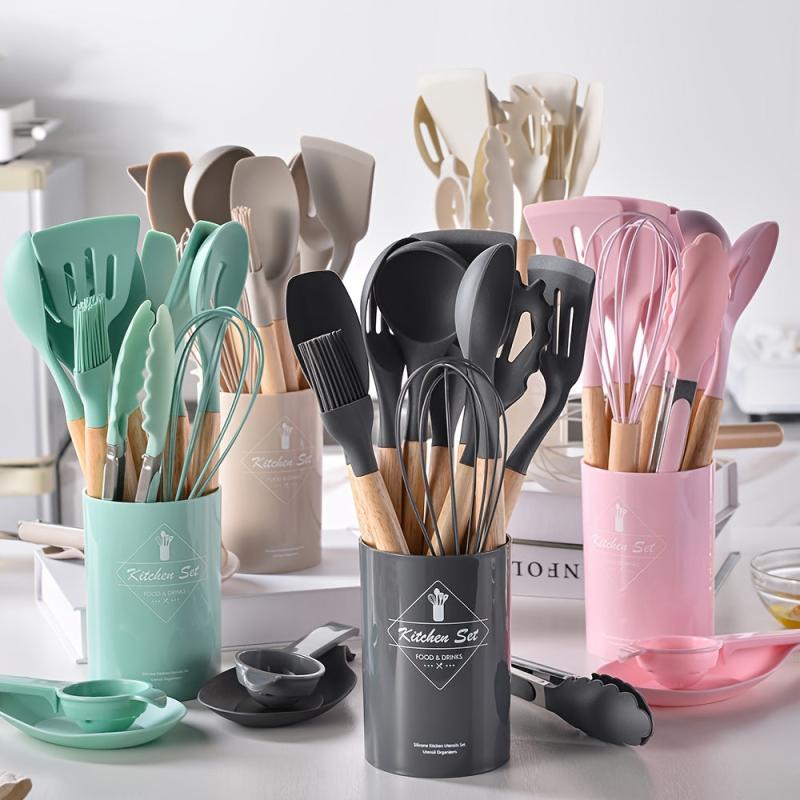 14pcs Silicone Utensils Set with Storage Holder Heat Resistant Cooking