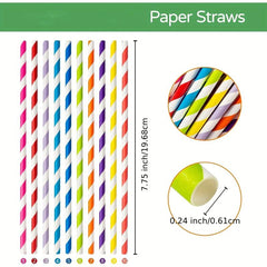 50 Yellow Biodegradable Paper Straws for Cocktails, Milkshakes, Coffee