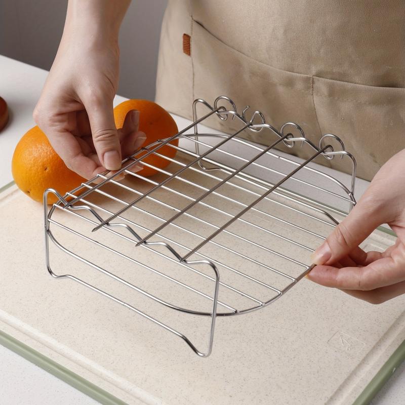 5pcs Stainless Steel BBQ Rack Set with Skewer for Air Fryer Grill Dehydrator