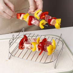 5pcs Stainless Steel BBQ Rack Set with Skewer for Air Fryer Grill Dehydrator