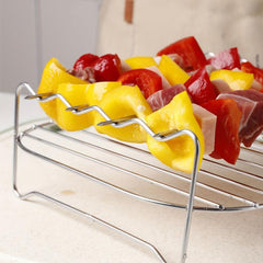 5pcs Stainless Steel BBQ Rack Set with Skewer for Air Fryer Grill Dehydrator