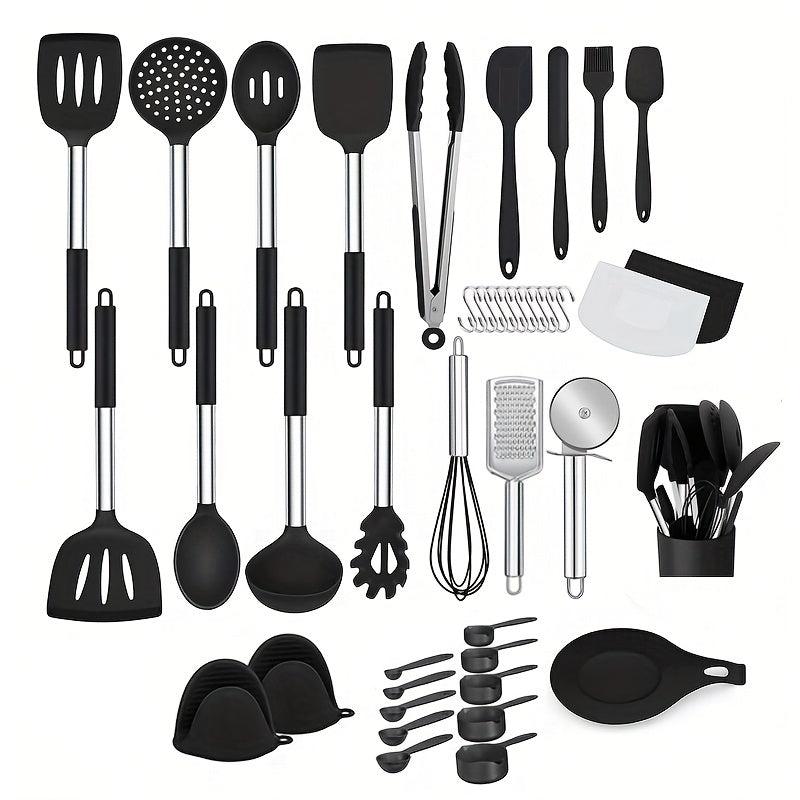 42pc Kitchen Utensil Set with Holder Cooking Turner Spatula Whisk