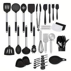 42pc Kitchen Utensil Set with Holder Cooking Turner Spatula Whisk