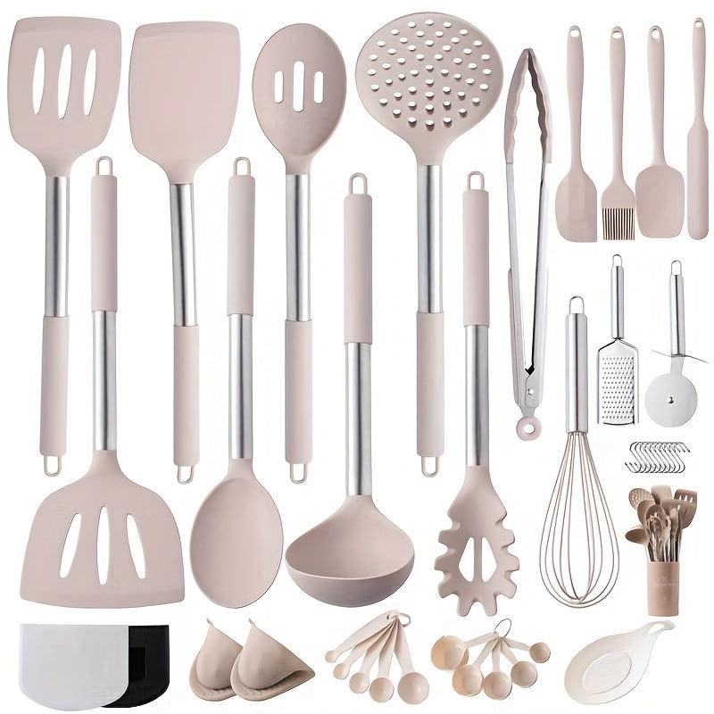 42pc Kitchen Utensil Set with Holder Cooking Turner Spatula Whisk