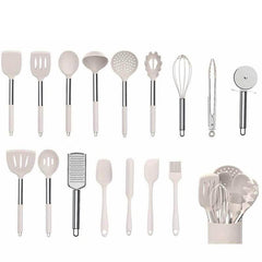 42pc Kitchen Utensil Set with Holder Cooking Turner Spatula Whisk