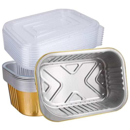 10pcs Aluminum Foil Pans 680ml Portable Deep Food Container for BBQ Picnic